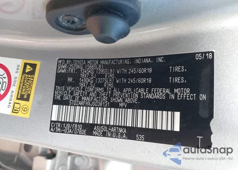 2018 Toyota Highlander Le from USA, damaged, VIN 5TDZARFHXJS038131